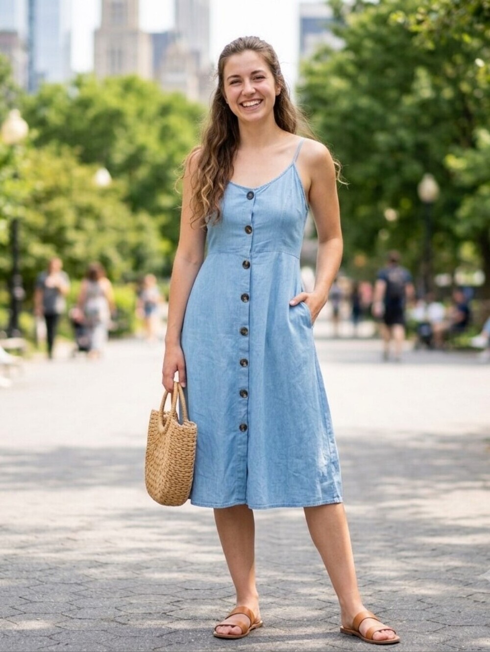 Lulus Dress Whit Pockets A Line Dress Size Small 100% Cotton
